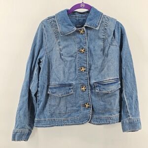 NWT Women's J. Jill Capri Blue Denim Jacket Chore Barn Size Small Petite